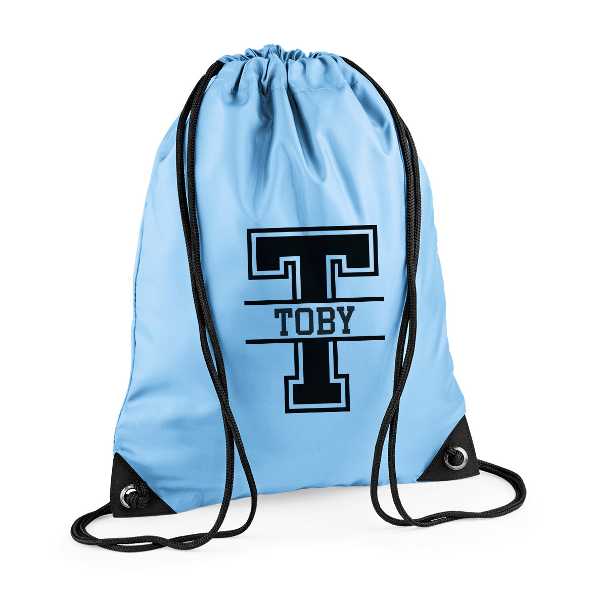 Personalised Initial & Name Back to School Drawstring Rucksack Bag Swimming bag