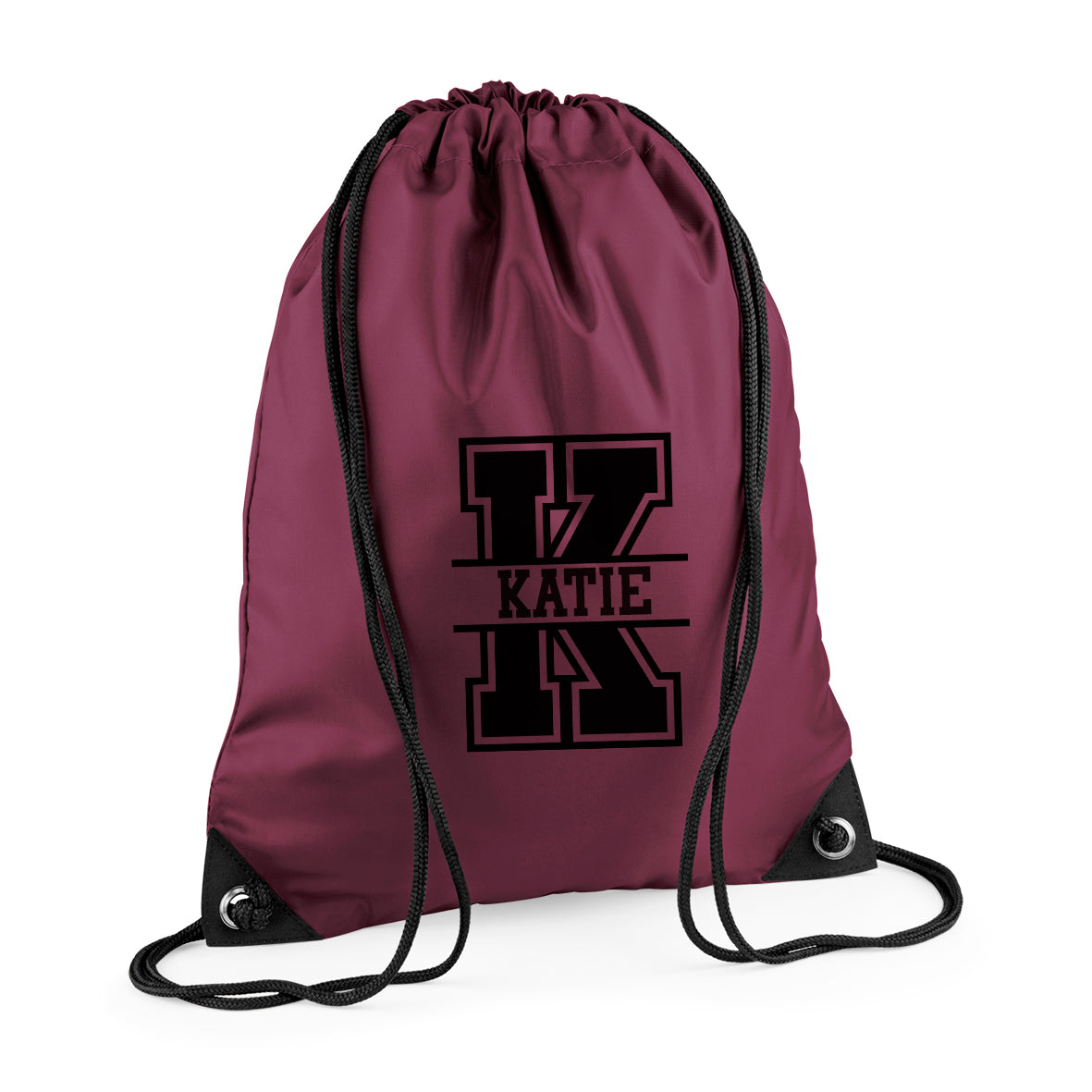 Personalised Initial & Name Back to School Drawstring Rucksack Bag Swimming bag