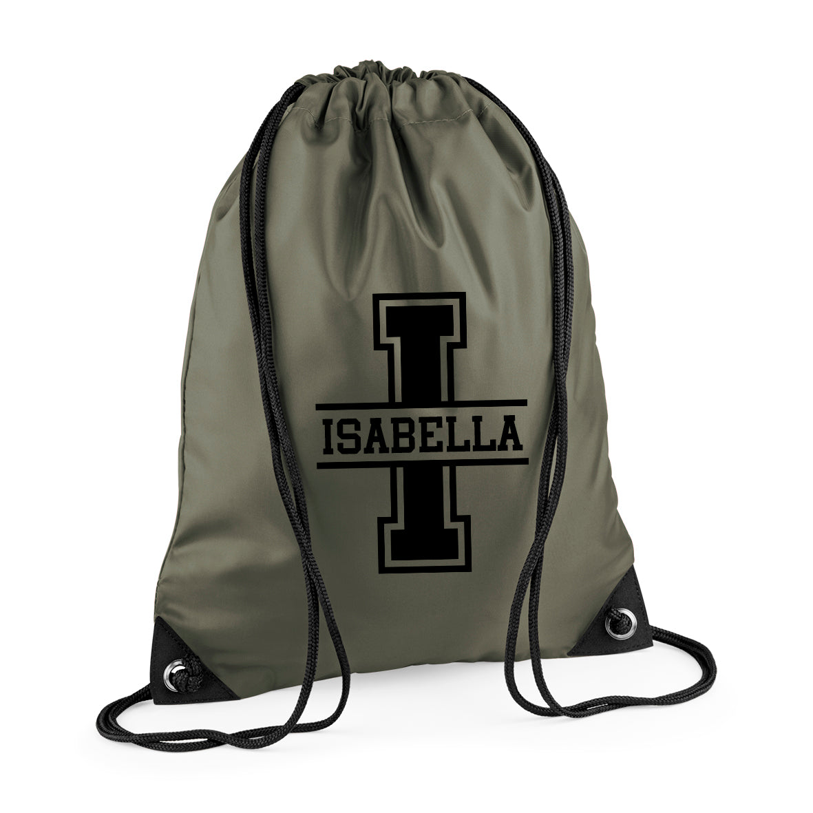 Personalised Initial & Name Back to School Drawstring Rucksack Bag Swimming bag