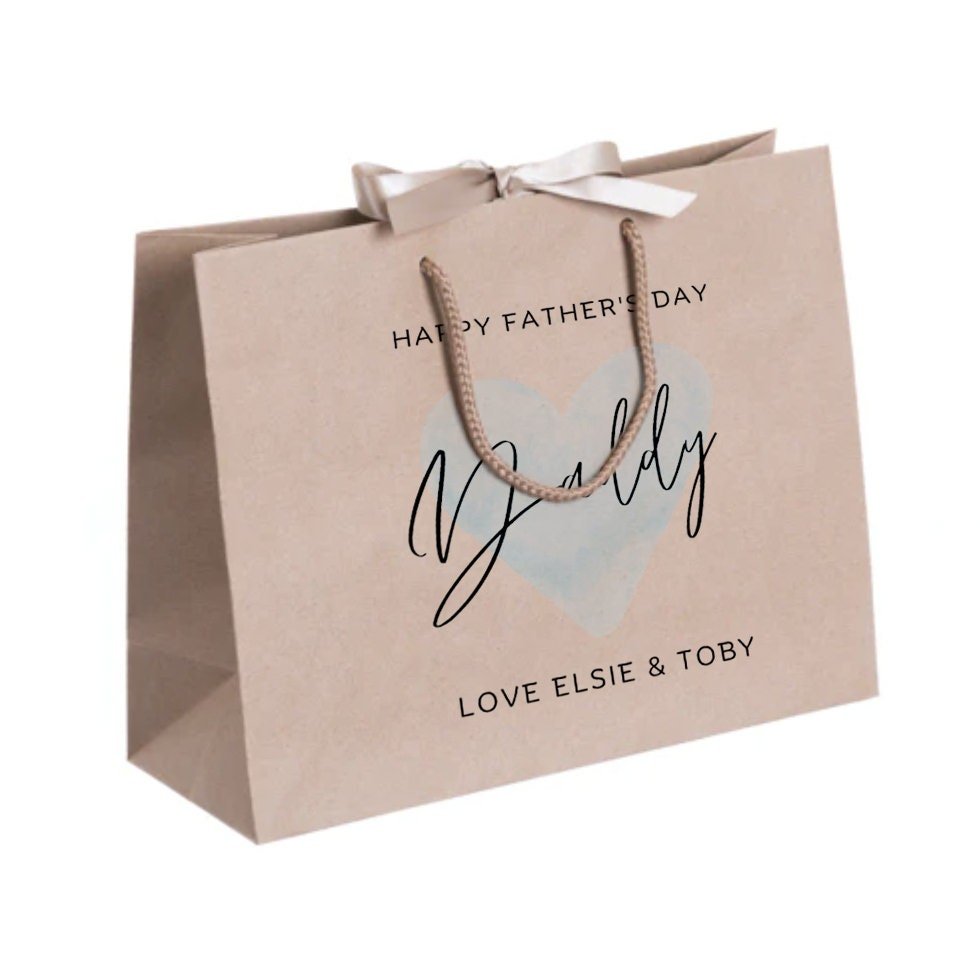 Personalised Fathers Day Gift Bag with blue heart - Jessica Hollie Gifts