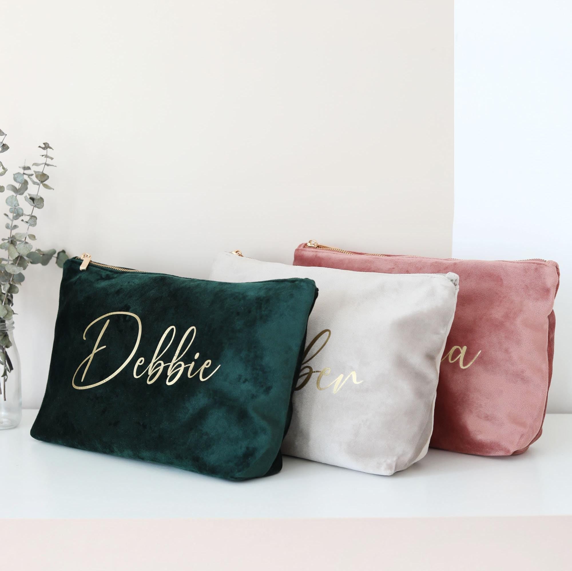 Personalised Makeup Bag, Custom Bridesmaid Gifts, Wedding Gift, Travel Toiletry Bag, Cosmetic Bag, Birthday Gift for Her, Mother's Day Gift - Jessica Hollie Gifts
