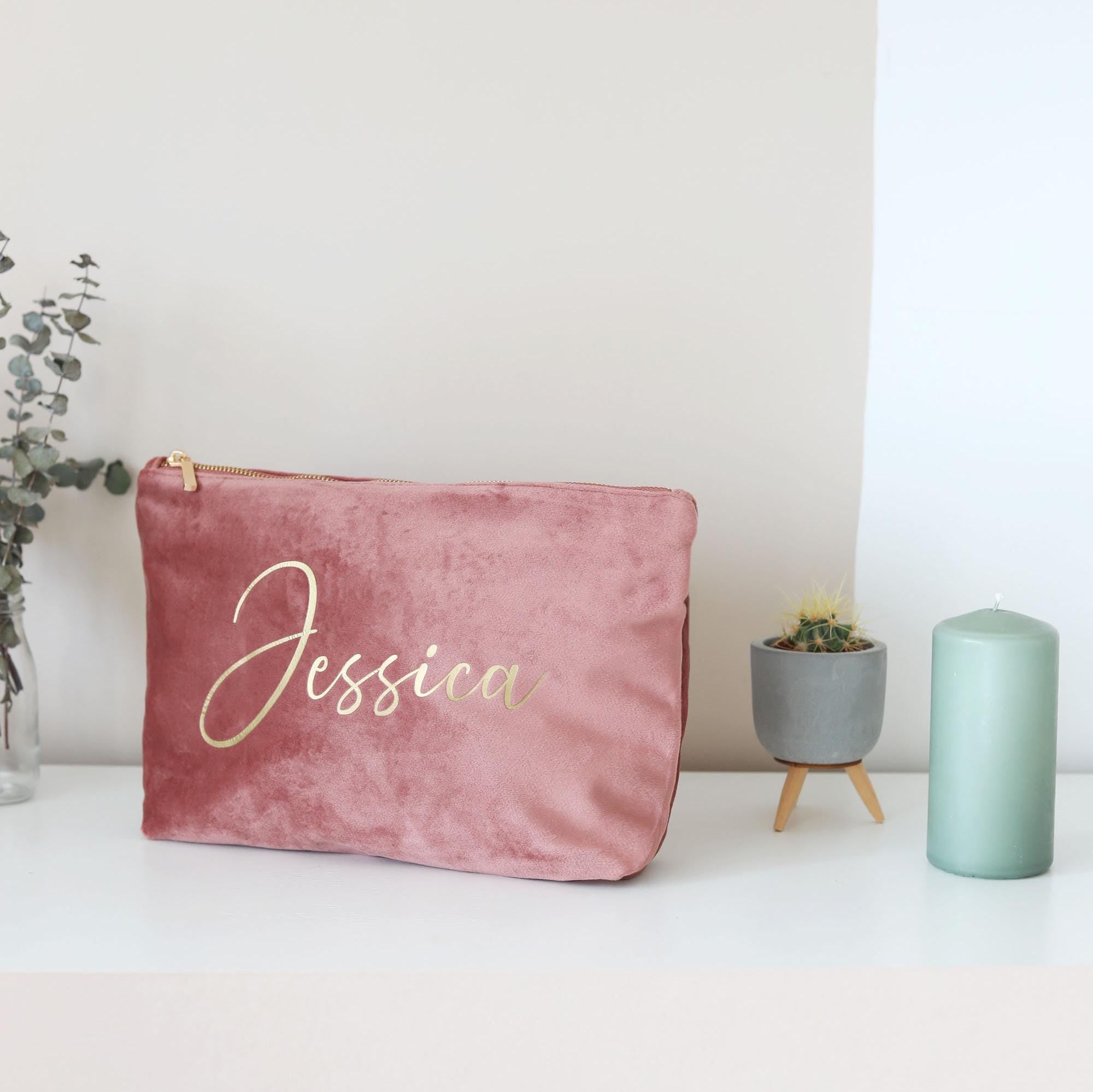 Personalised Makeup Bag, Custom Bridesmaid Gifts, Wedding Gift, Travel Toiletry Bag, Cosmetic Bag, Birthday Gift for Her, Mother's Day Gift - Jessica Hollie Gifts