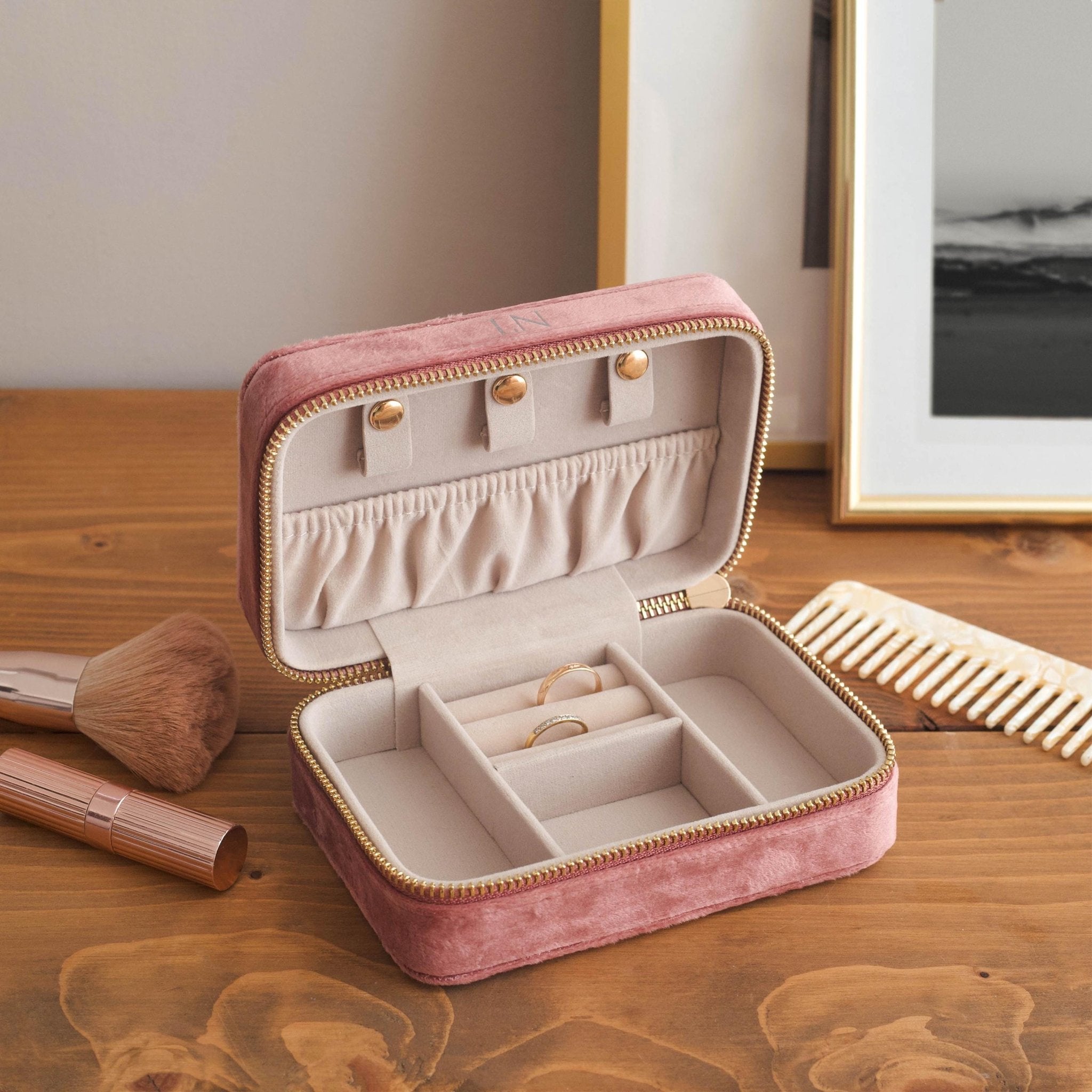 Personalised Velvet Travel Jewellery Box - Jessica Hollie Gifts