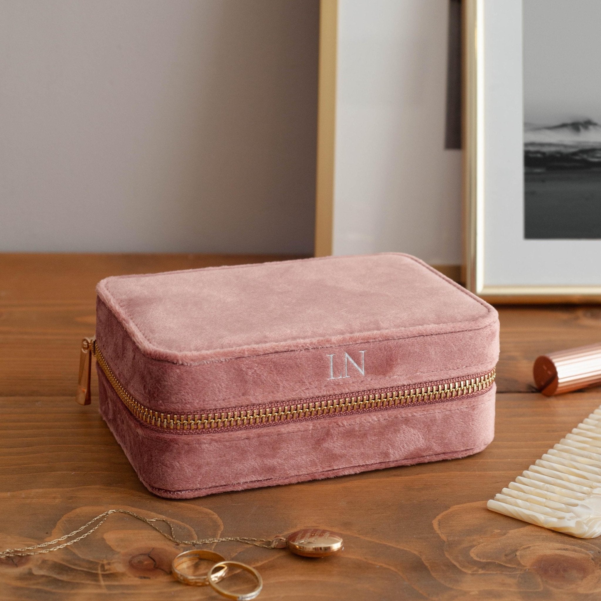 Personalised Velvet Travel Jewellery Box - Jessica Hollie Gifts