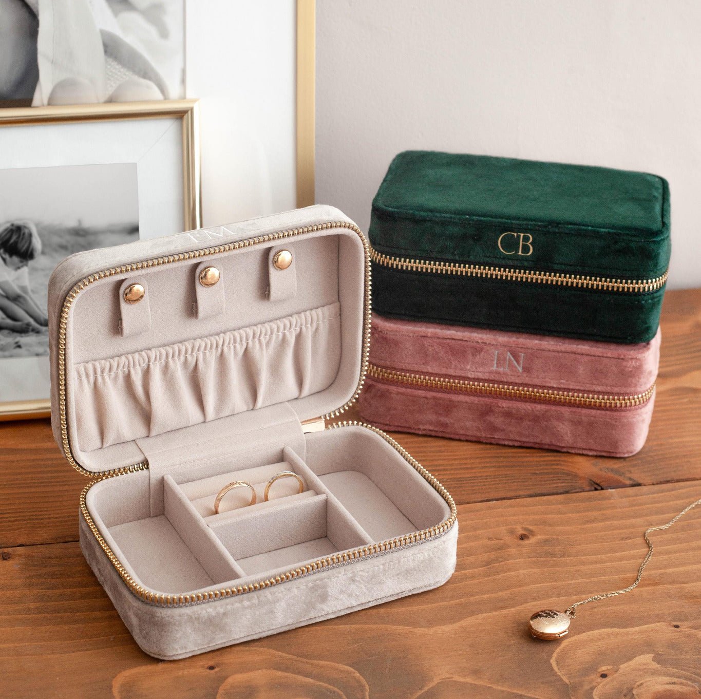 Personalised Velvet Travel Jewellery Box - Jessica Hollie Gifts